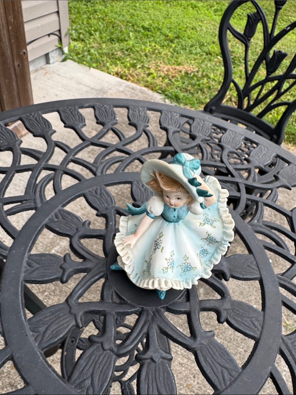 Hand-Painted Porcelain Girl Figurine in Light Blue Dress